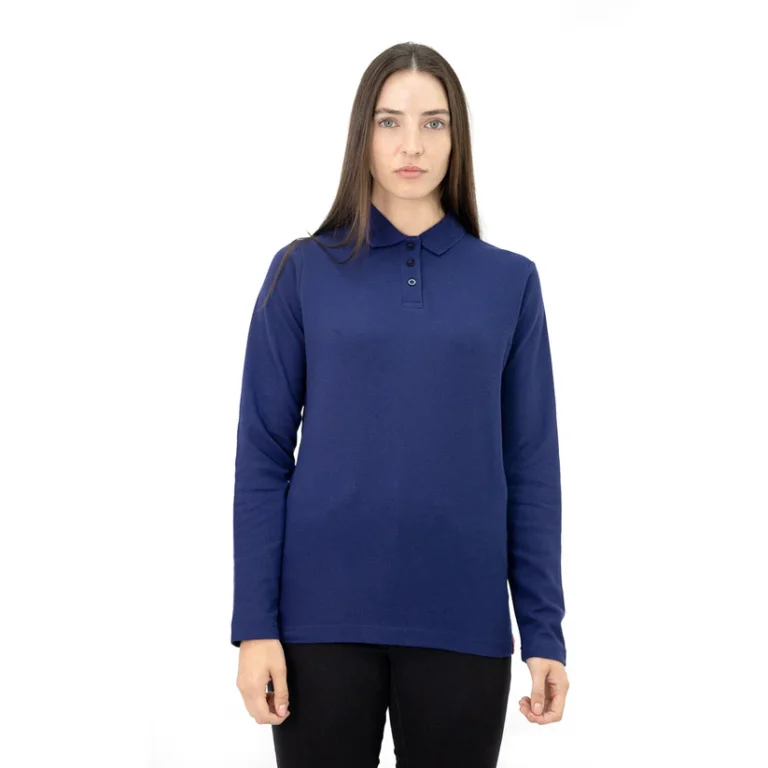 POLERA PIQUE AZUL MARINO M/LARGA MUJER